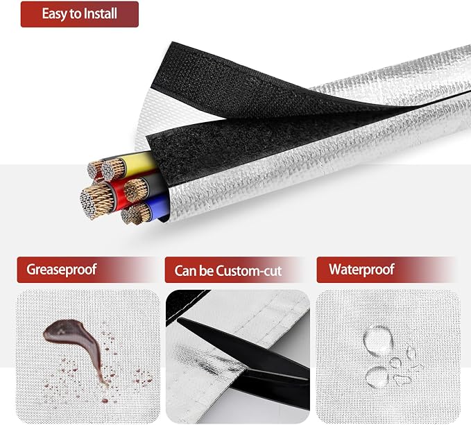 Wire Heat Shield Wrap for Car Hose Lines, 1-1/2" I.D.x 10FT, - Image 5