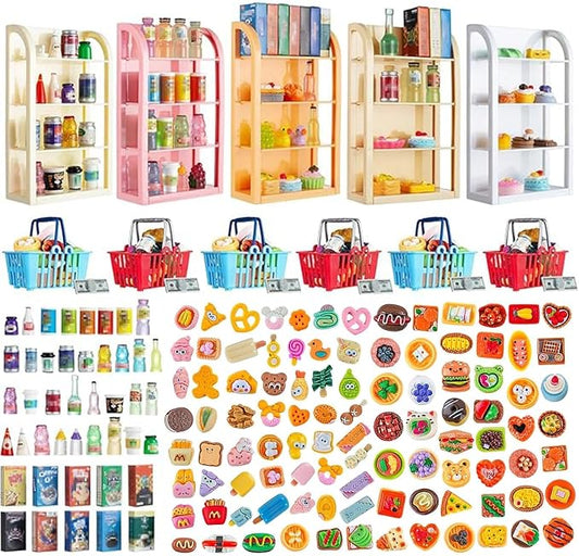 164pcs Miniature Supermarket Shelves Furniture Model 4 Layers Shelf Display by HSJH