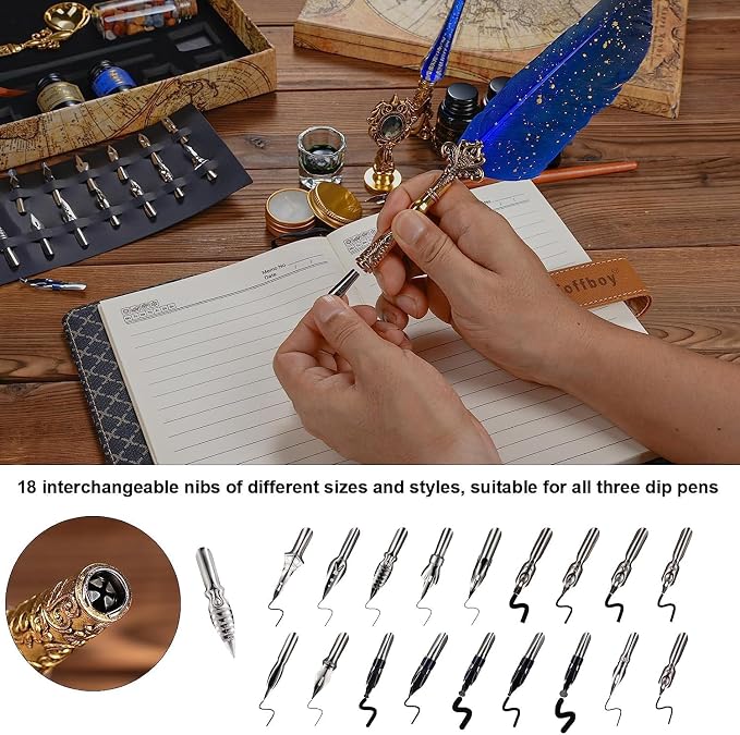 Joyeee Quill Writing Pen Ink Stationery Set, Classic Antique Pens Set, Idea - Image 4