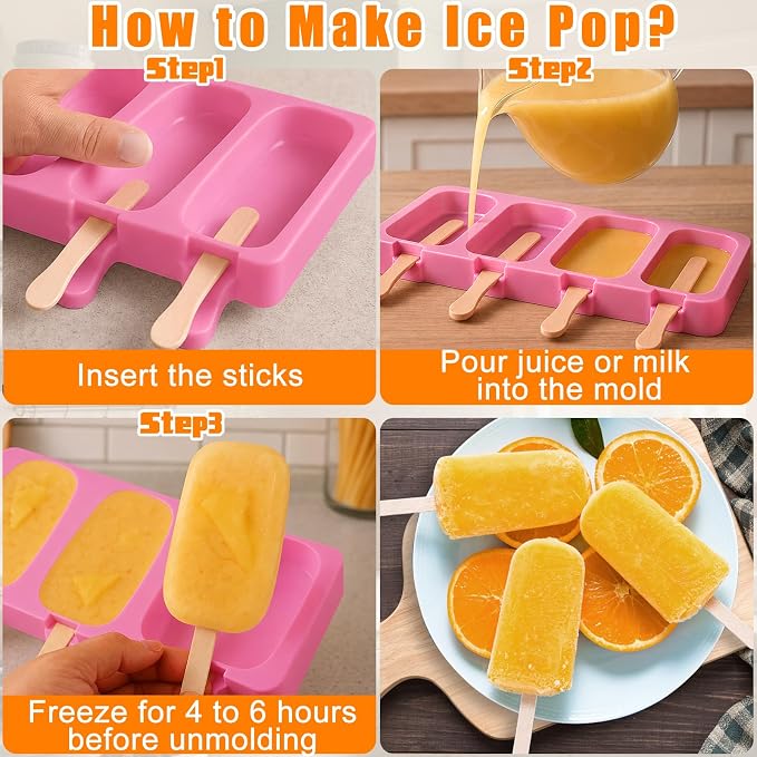 Mity rain 2 Pack Cake Pop Molds Silicone, 8 Cavity Reusable Cakesicle Molds | - Image 5
