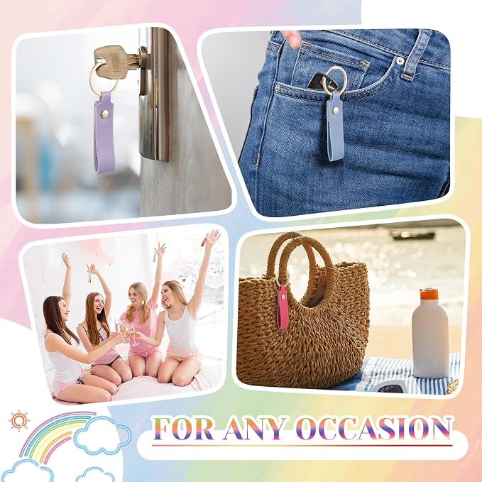 Wavyknot 100 Pcs PU Leather Keychain Blanks Bulk Laser Engraving Blanks - Image 5