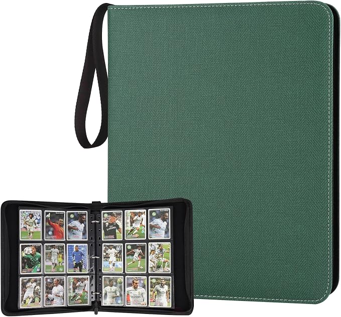 GERMUN 3 Ring 9 Pocket Zipper Card Binder, 720 Double Sided Standard PU Trading by GERMUN