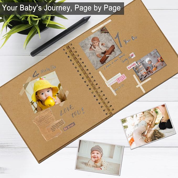 DIY Scrapbook Album 7x7 Inch, Hardcover Kraft Paper Scrap Book Photo Album - Image 4