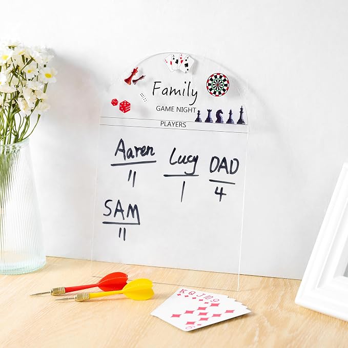 Acrylic Engraved Game Night Score Tracker, Transparent - Image 5