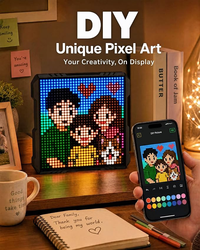 32x32 LED Pixel Art Display, USB Powered Gaming Desk Decor - Image 4