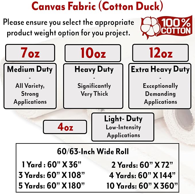 Barcelonetta | Canvas Fabric | Cotton Duck | Heavy | White 10oz | 60'' Wide | - Image 2