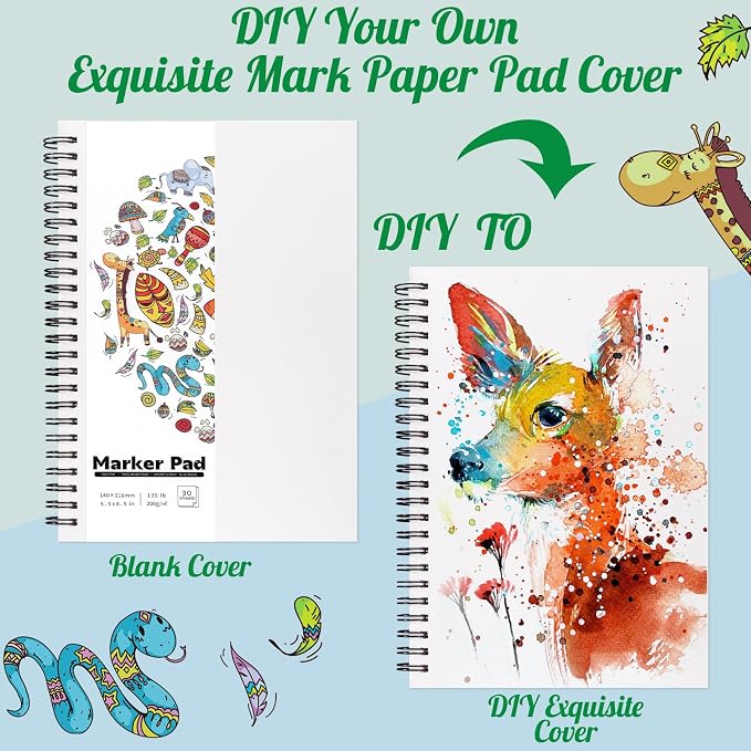 135lb/200gsm Marker Paper Pad, 5.5×8.5in Double Sided Bleedproof Marker - Image 3