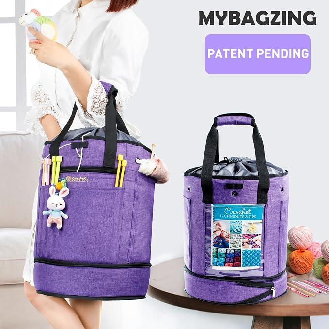 MYBAGZING Expandable Yarn Storage Organizer, Crochet Bag & Yarn Tote - Image 5