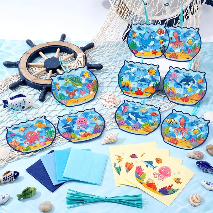 Eersida 32 Sets Summer Suncatcher Crafts, Ocean Fishbowl Craft Kit, Under the - Image 5