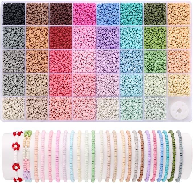 Funtopia 3mm Seed Beads Matte, 39 Colors Frosted Seed Beads by Funtopia