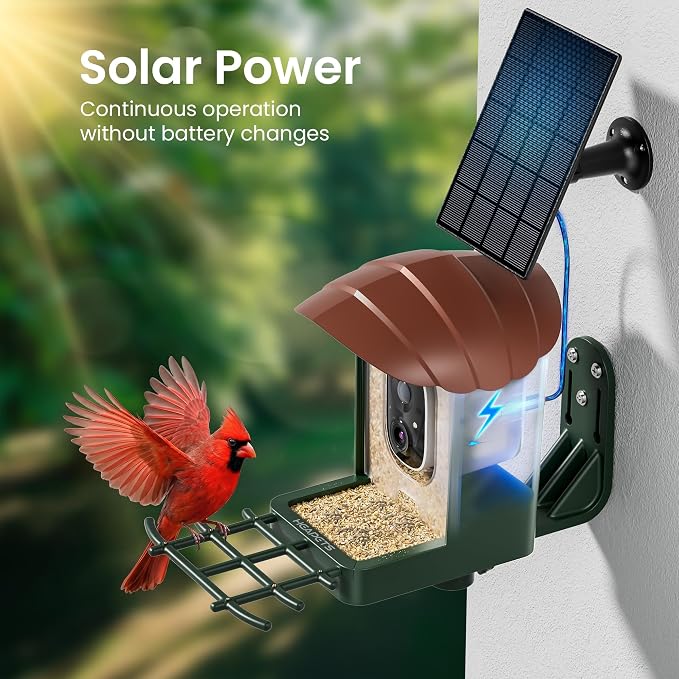 HEAPETS Bird Feeder with Camera Solar Powered, 3K HD Video, AI Bird Recognition - Image 4