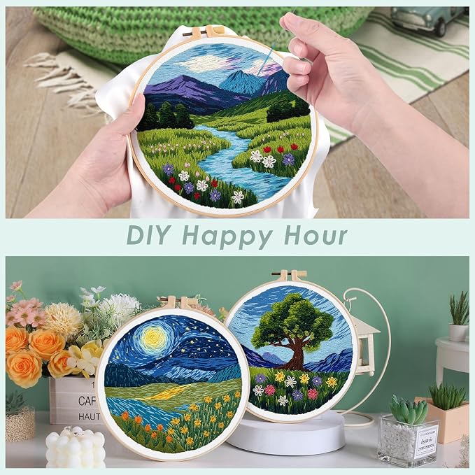 ERKOON 5 Sets Embroidery Kit for Beginners, Butterfly Cross Stitch Set for - Image 3