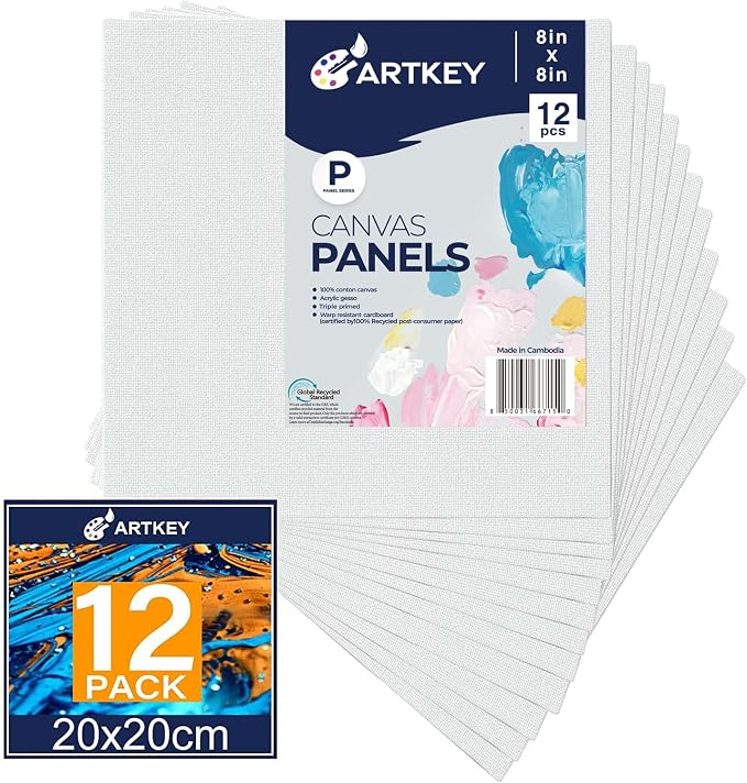 Canvas Panels 8x8 Inch 24-Pack, 10 oz Primed 100% Cotton White Blank Small - Image 6