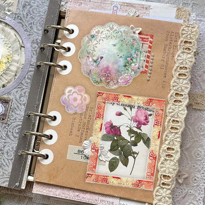 130 Pcs Pastel Fade-Resistant Lace Scrapbook Stickers - Image 7
