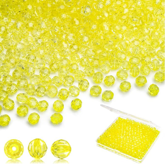 BONNY BOXX 1000pcs 6mm Acrylic Faceted Round Crystal Beads Transparent Citrine by BONNY+BOXX