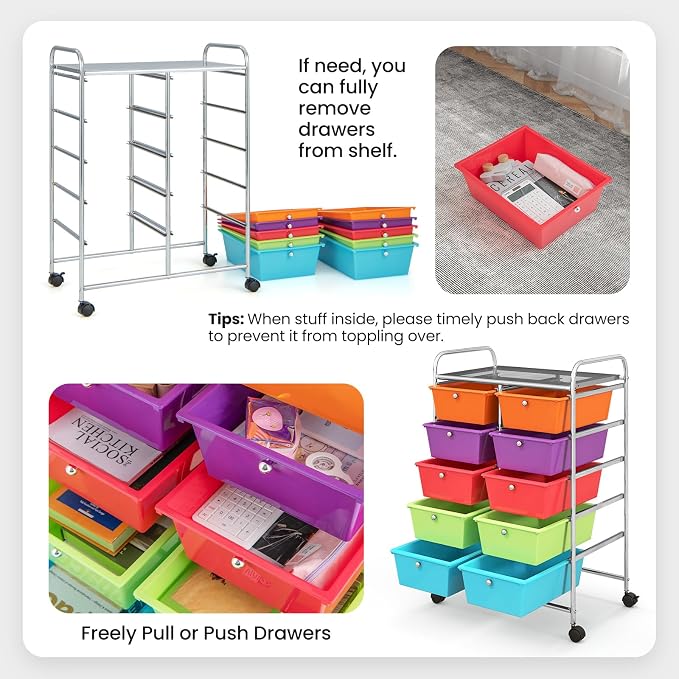 BECOMFORT 10-Drawer Rolling Cart - Image 4
