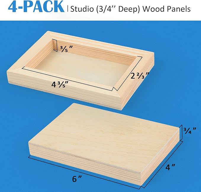 Falling in Art 4 Pack 4x6’’ Unfinished Birch Wood Panels Kit - Image 3