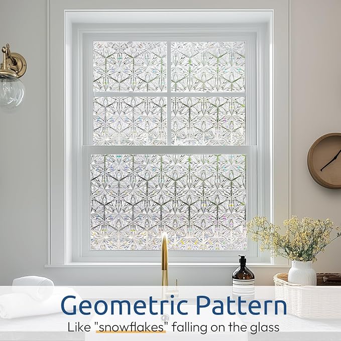 rabbitgoo Window Privacy Film, Diamond Pattern, 35.4" x 157.4" | Stained Glass - Image 2