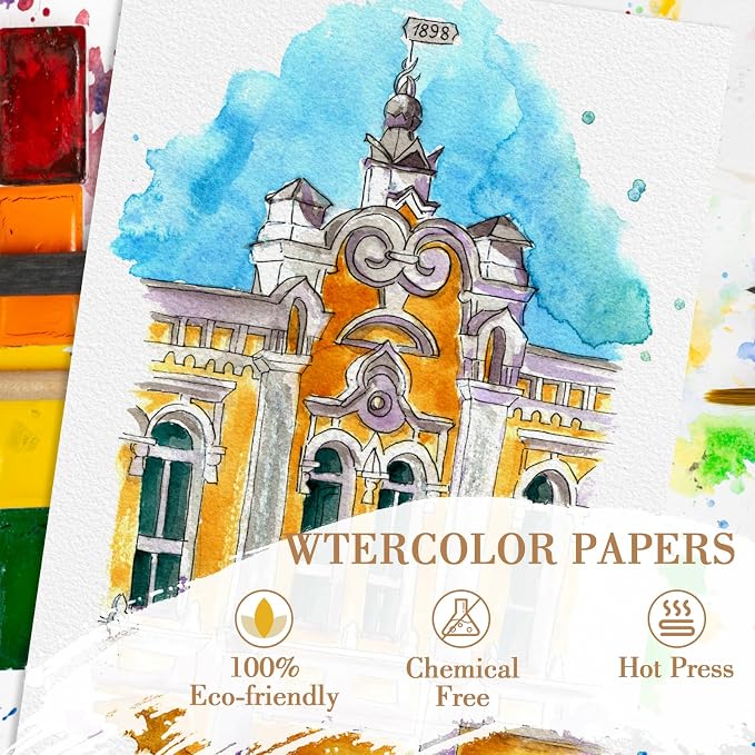 50PCS 7x10 Watercolor Paper Bulk, 140lb/300g Cold Press Thick Water Color Paper - Image 3