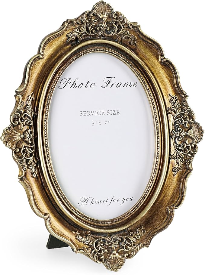 Cuspin 5x7 Picture Frame Gold Oval Frames, Vintage Bronze Hand-Crafted Resin by Cuspin