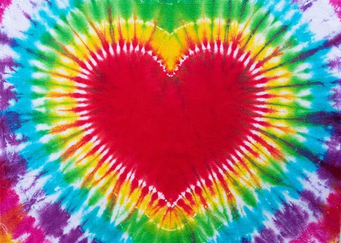 BELECO 9x6ft Fabric Tie Dye Heart Backdrop Rainbow Heart Love Valentines - Image 2