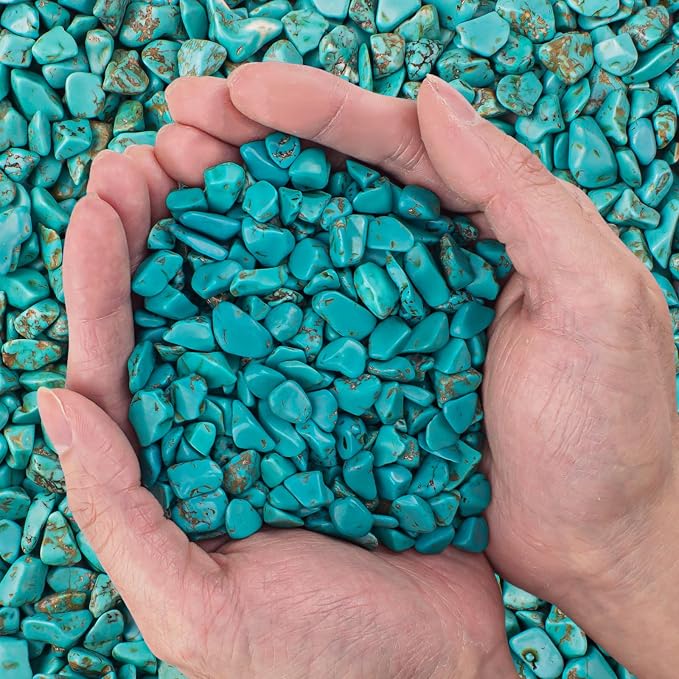 0.88 Lb Turquoise Aquarium Gravel Rocks Betta Fish Tank Pebbles, Polished by EZEELAI