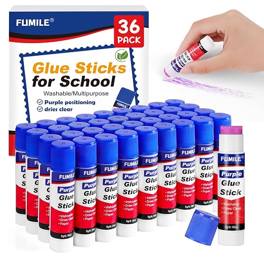36 Pack Glue Sticks Bulk for Kids, Disappearing Purple Glue Sticks for by FUMILE