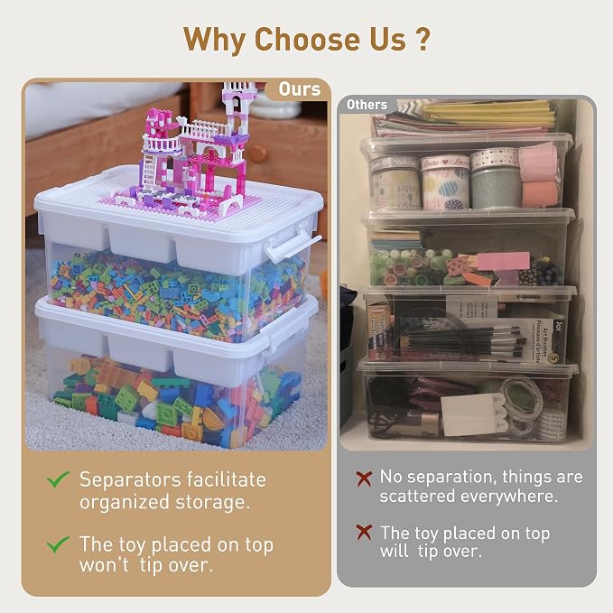 Citylife 17QT 4-Pack Plastic Craft Storage Box Buildable Lid Removable Tray | - Image 8