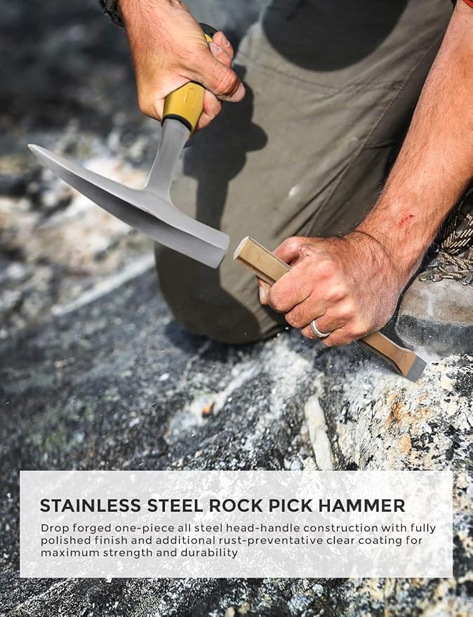 INCLY 15 PCS Geology Rock Pick Hammer Kit, 32oz Hammer & 3 PCS Digging Chisels - Image 5