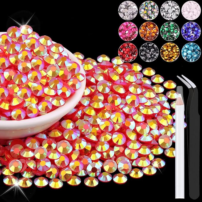 1500PCS 6mm Resin Jelly Rhinestones in Bulk, Bedazzling Flatback Crystals by BELLEBOOST
