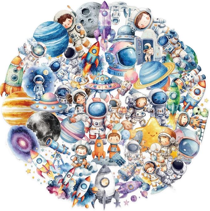 50 Pcs Clear PET Outer Space Stickers - Image 6