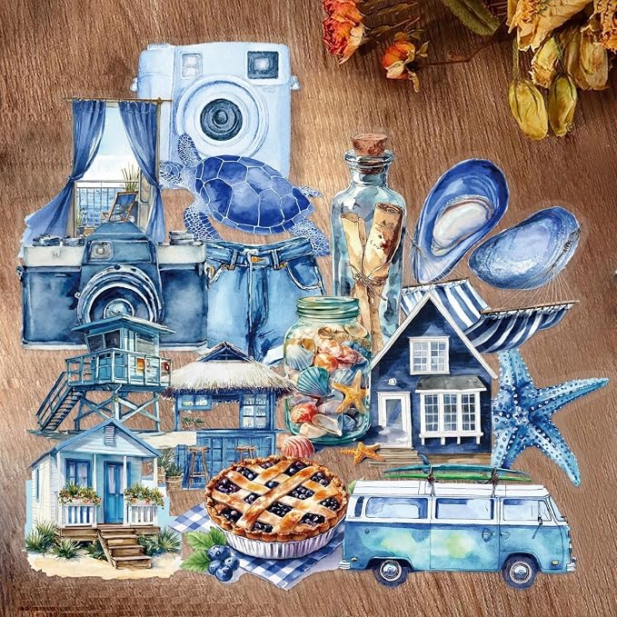50 Pcs Clear Transparent Ocean Beach Trip Stickers - Image 6