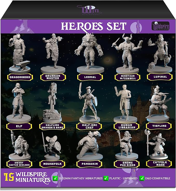 Wildspire Hero, Player-Character, NPC DND Miniatures, 28mm32mm Unpainted D&D by WildspireMiniatures