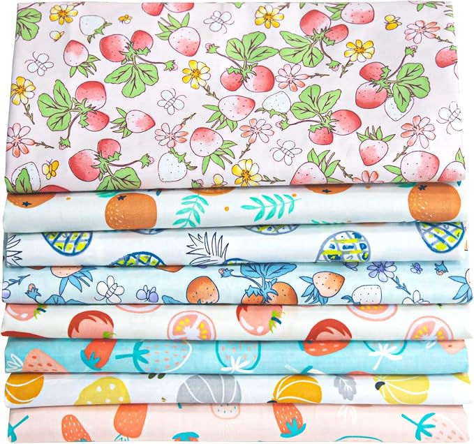 Aubliss 8pcs Fat Quarter Fabric Bundles Quilting Cotton Craft Fabric Pre-Cut by Aubliss