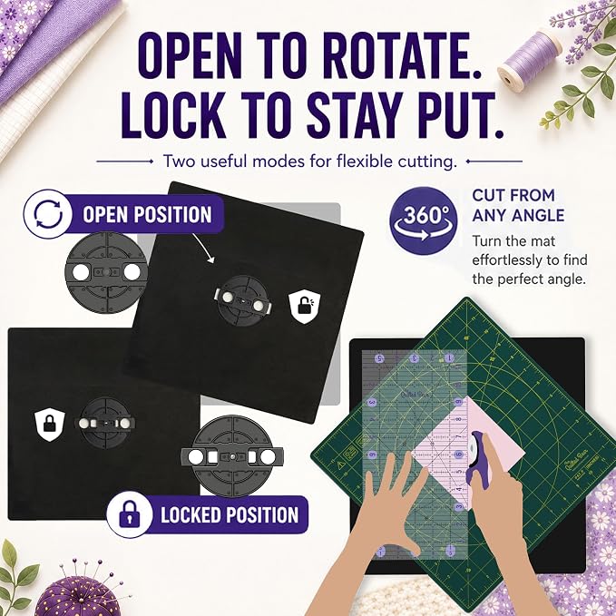 The Quilted Bear Rotating Cutting Mat 12" x 12" - Image 6
