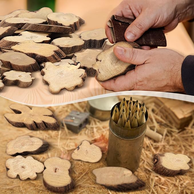 Gerrii 90 Pcs Irregular Wood Slices - Image 6