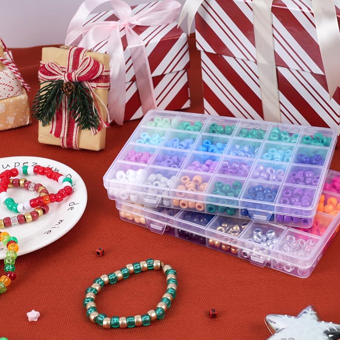 QUEFE 1900pcs, 48 Colors, Pony Beads Bracelet Making Kit, Rainbow Kandi Beads - Image 5