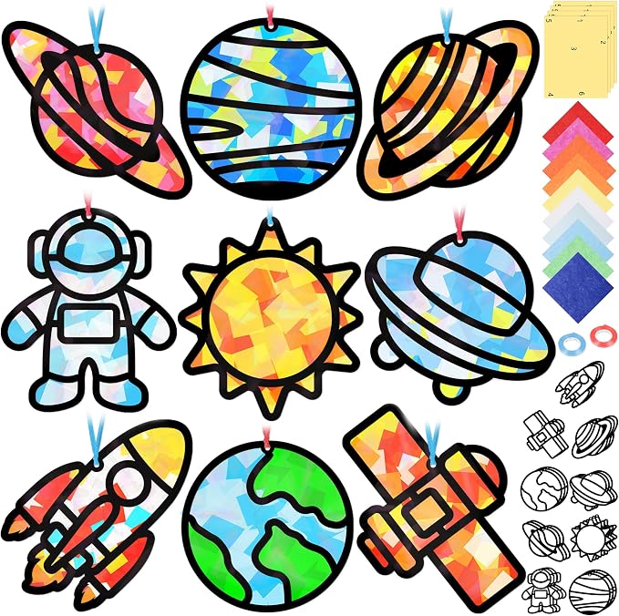 Renbuzhu 48PCS Solar System Space Paper Suncatchers DIY Project Kits, Back to by Renbuzhu