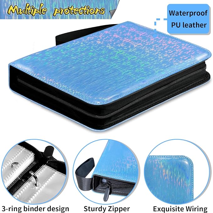 Sparkly Trading Card Binder 9-Pocket Zippered - Image 3