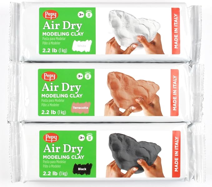 Pepy Premium European Air Dry Modeling Clay Multicolor 3 Pack 2.2 lb Bars by Pepy