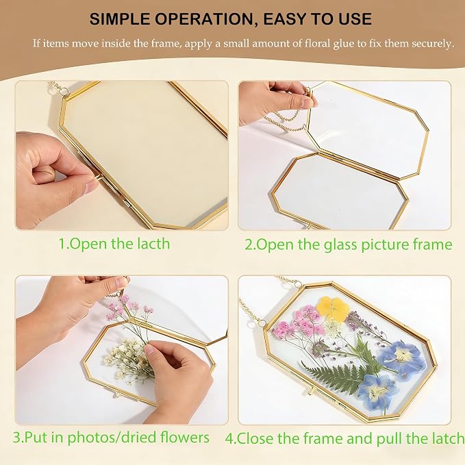 Pressed Flower Frames, Wall Hanging Double Glass Picture Frames - Image 6