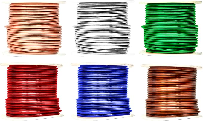 Mandala Crafts 12 GA Green Brown Red Assorted Anodized Aluminum Craft Wire | by MandalaCrafts