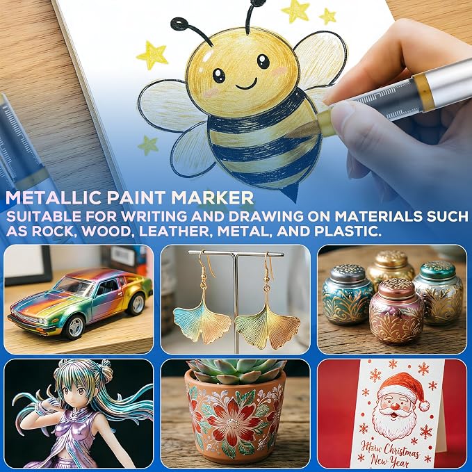 Metallic Acrylic Paint Markers, Fabric Paint, DIY Crafts - Image 5
