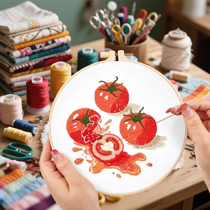 Tomato Embroidery Kits for Beginners Adults, Hand Embroidery Starter Kit - Image 6