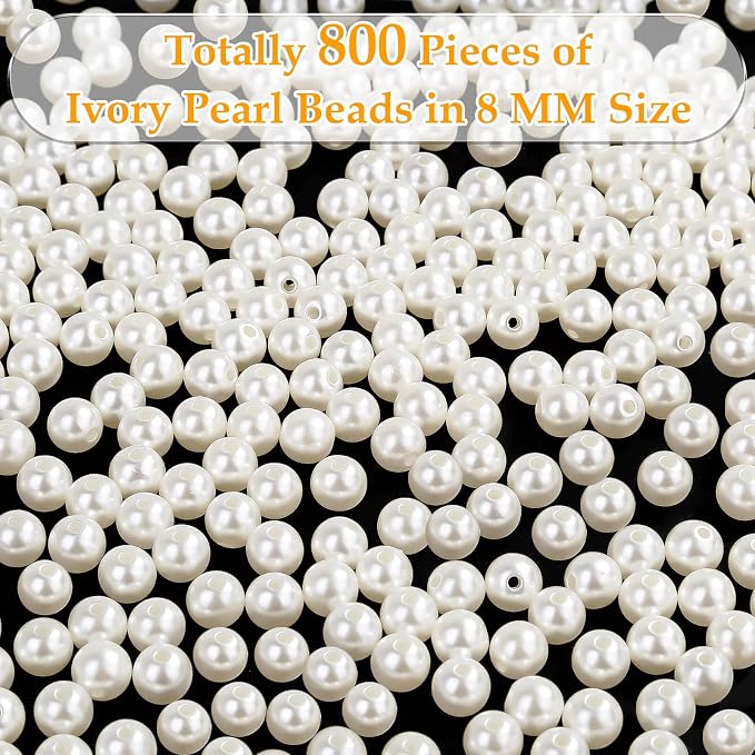 Anezus Ivory Faux Fake Pearls, 8 MM Sew on Pearl Beads - Image 4