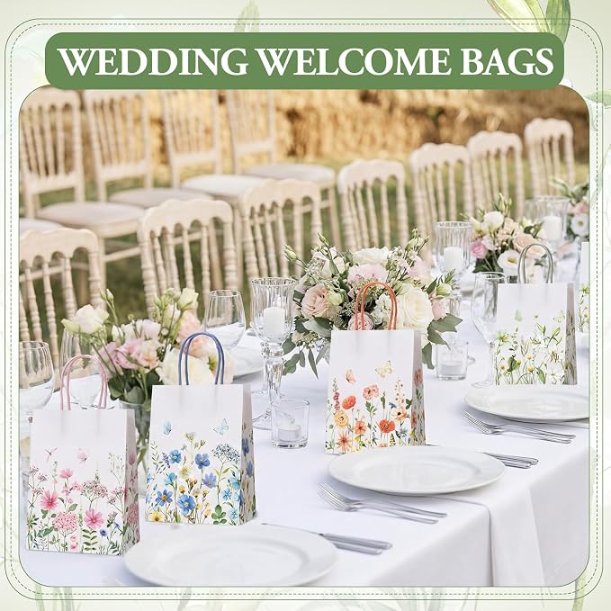 Gaillty 24 Pcs Wildflower Paper Gift Bags 6 Styles, Floral Goodie Bags - Image 5