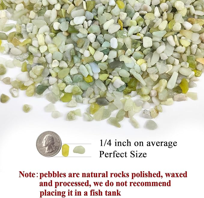 FANTIAN Jade Pebbles for Indoor Plants, 1/4 Inch Polished Green Pea Gravel - Image 2