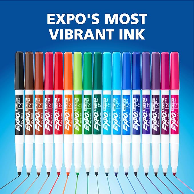 EXPO Low Odor Dry Erase Markers, Fine Tip, Study Supplies - Image 6