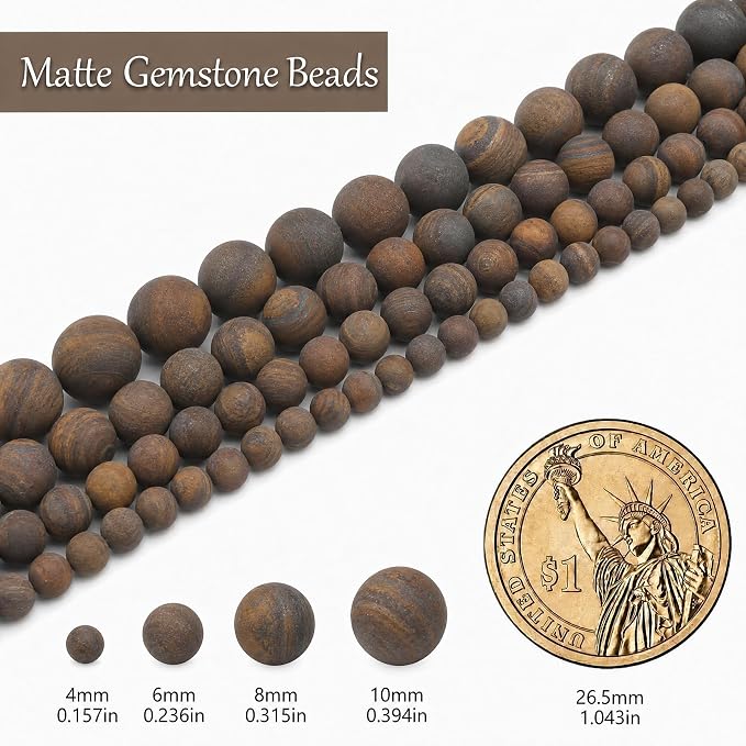 4mm Matte Classic Tiger Eye Bead, 15-Inch Matte Round Loose Stone Beads - Image 3