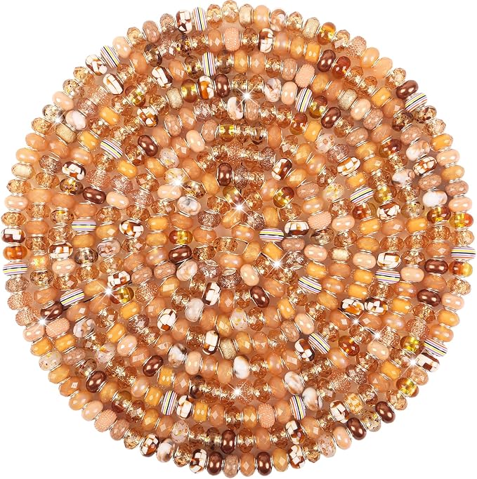 200Pcs Large Hole Beads Spacer Beads Champagne Assorted European Craft Big by BRACELETMAKINGKIT